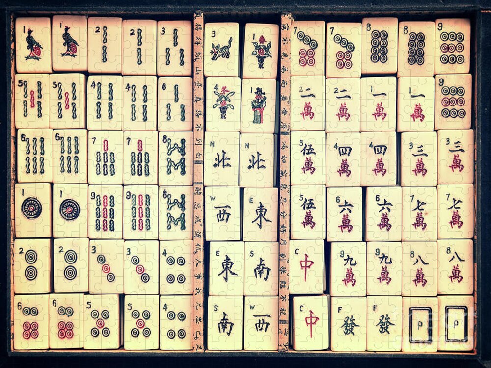 Mahjong Jigsaw Puzzle featuring the photograph Mahjong game by Delphimages Photo Creations