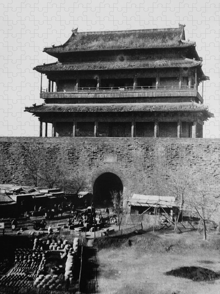 Beijing Jigsaw Puzzle featuring the painting Main Gate of Peking China During Boxer Rebellion by Unknown