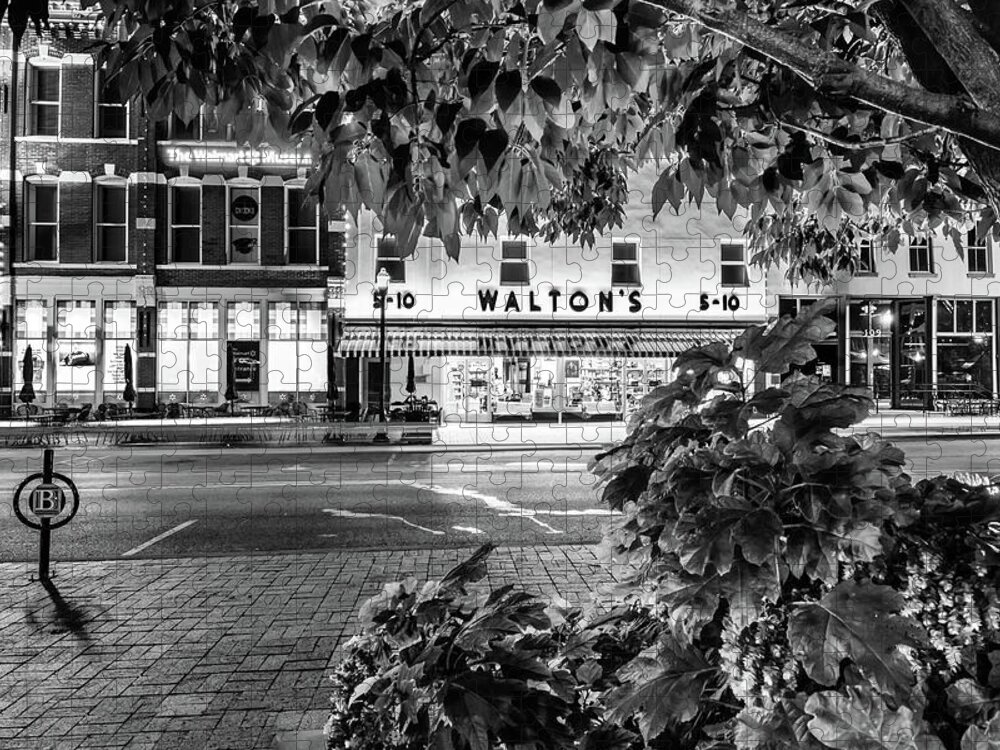 America Jigsaw Puzzle featuring the photograph Main Street USA - Bentonville Arkansas Town Square Monochrome by Gregory Ballos