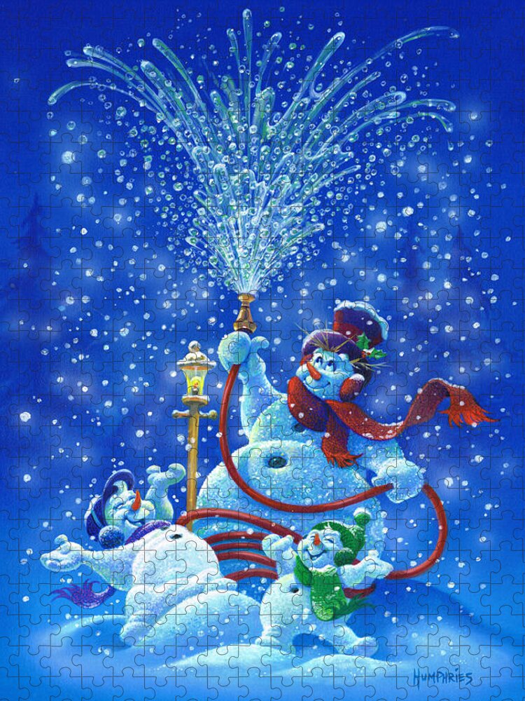 Michael Humphries Jigsaw Puzzle featuring the painting Making Snow by Michael Humphries