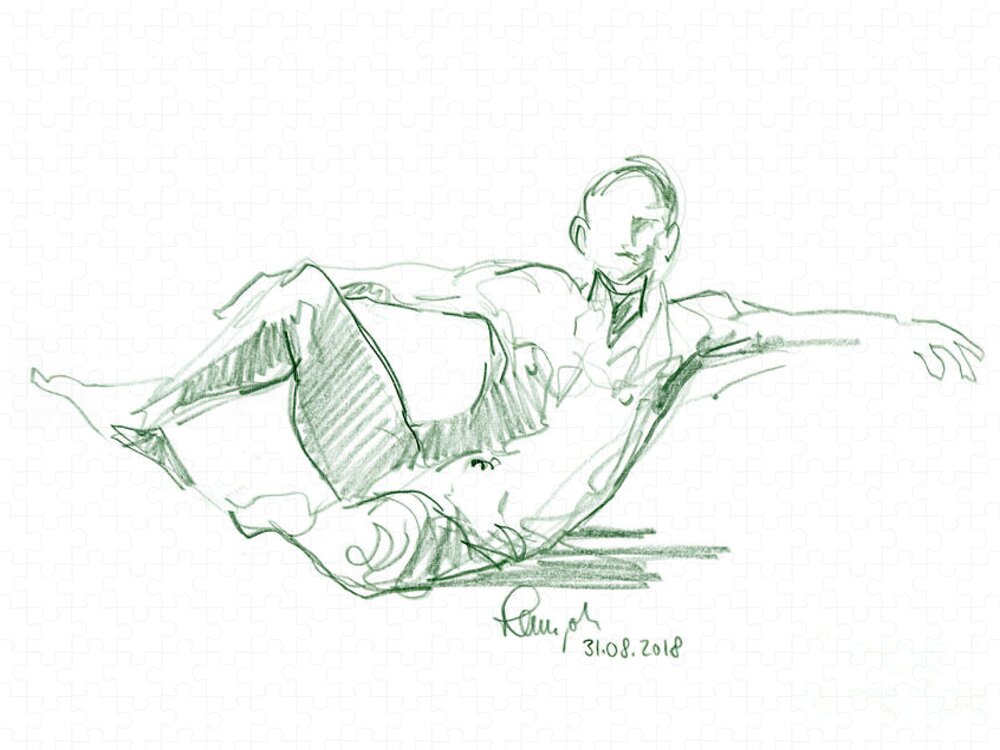 Male Figure Drawing Standing Pose Rope Watercolor Pencil Fleece Blanket by  Frank Ramspott - Pixels Merch