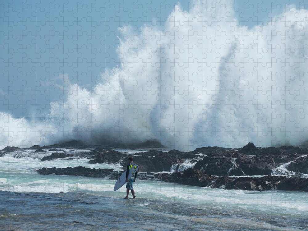 Photography Jigsaw Puzzle featuring the photograph Male Surfer Walking On The Coast, Coral by Panoramic Images