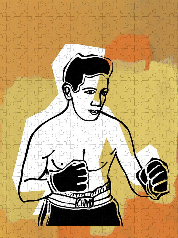Action Jigsaw Puzzle featuring the drawing Man Boxing by CSA Images