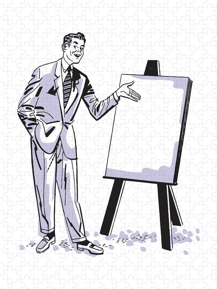 Man Giving Presentation and Pointing to Blank Paper on Easel Jigsaw Puzzle  by CSA Images - Pixels