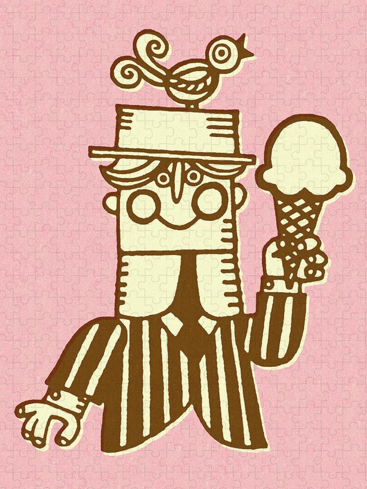 Accessories Jigsaw Puzzle featuring the drawing Man Holding Ice Cream Cone by CSA Images