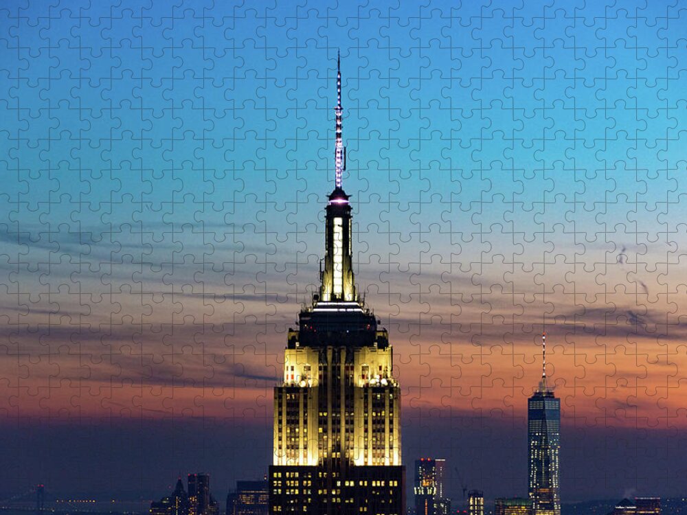 Manhattan Jigsaw Puzzle featuring the photograph Manhattan Twilight by Mark Hunter
