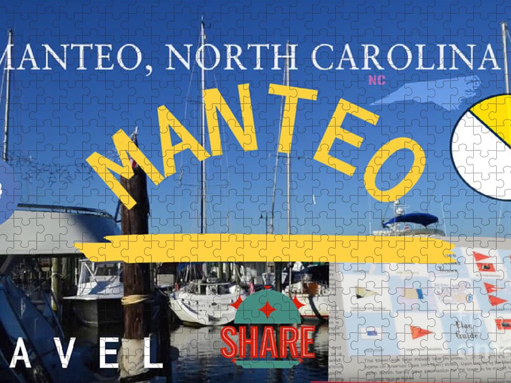 Manteo Jigsaw Puzzle featuring the digital art Manteo North Carolina by Karen Francis