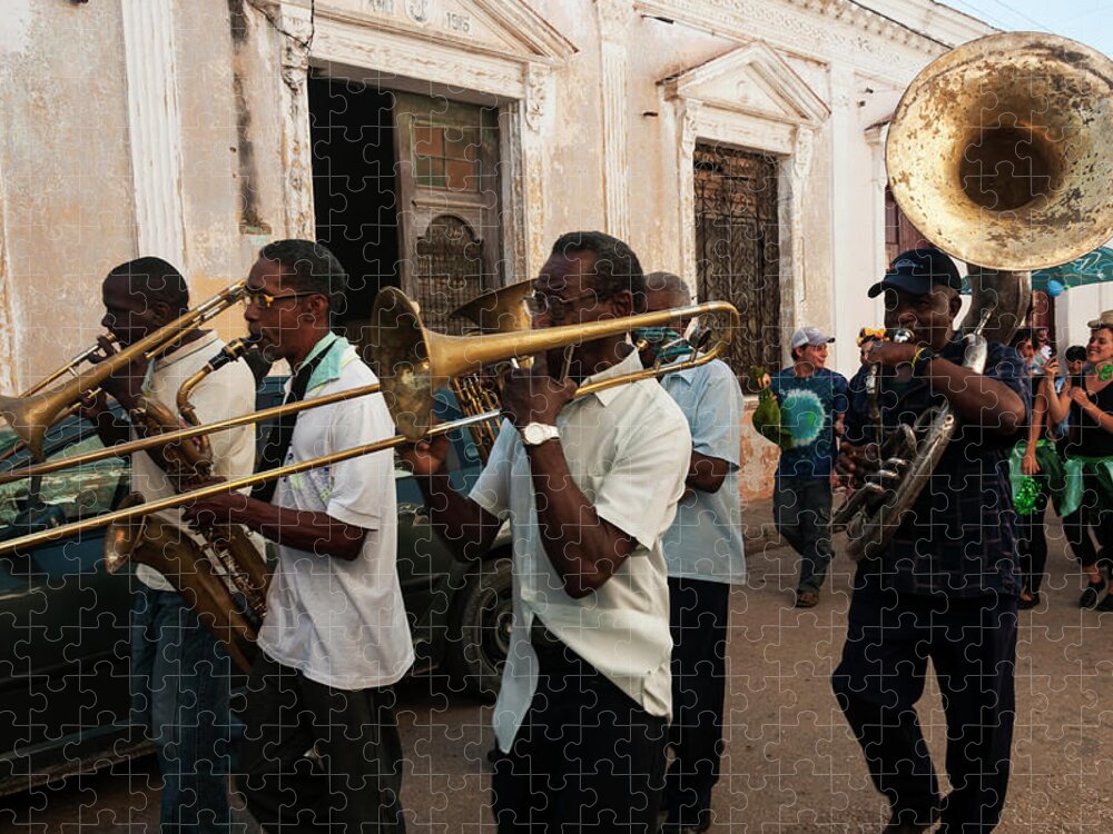 Mature Adult Jigsaw Puzzle featuring the photograph Marching Band In Street by John Elk Iii