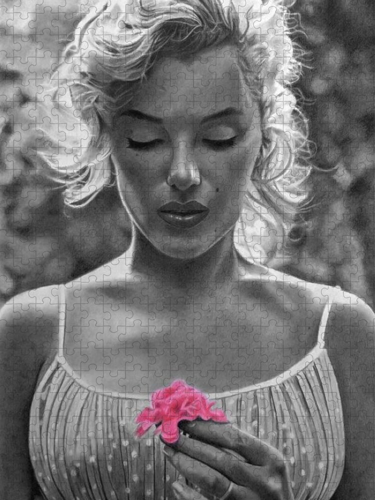 Marilyn Monroe Jigsaw Puzzle featuring the drawing Marilyn Monroe by JPW Artist