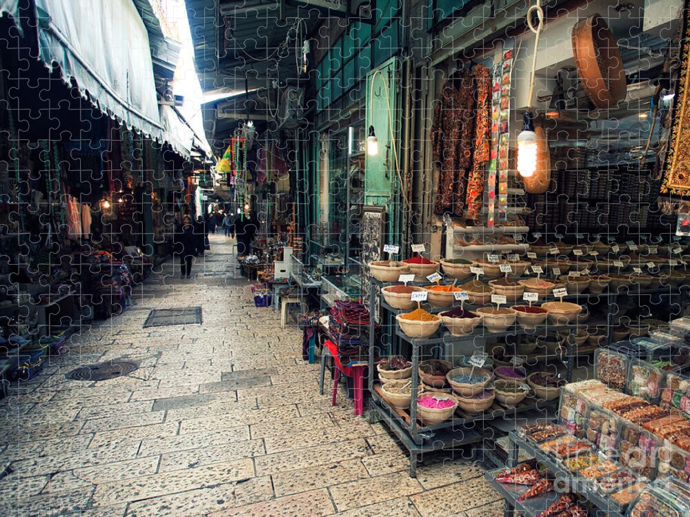  Jigsaw Puzzle featuring the photograph Market In Old City Of Jerusalem by Georgy Kuryatov
