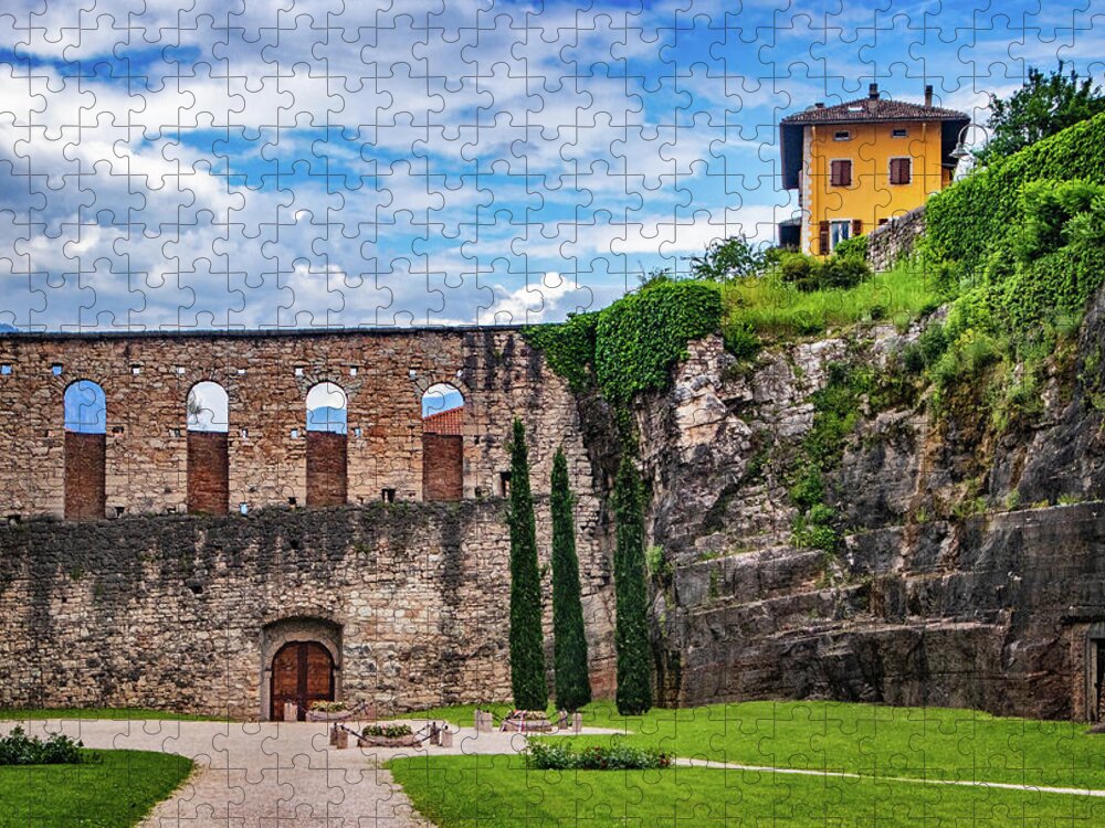 Martyrs Courtyard At Buonconsiglio Castle Jigsaw Puzzle featuring the photograph Martrys Courtyard at Buonconsiglio Castle by Carolyn Derstine