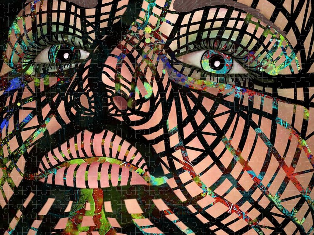 Mask Jigsaw Puzzle featuring the mixed media Mask I Am So Much More Than You See by Joan Stratton