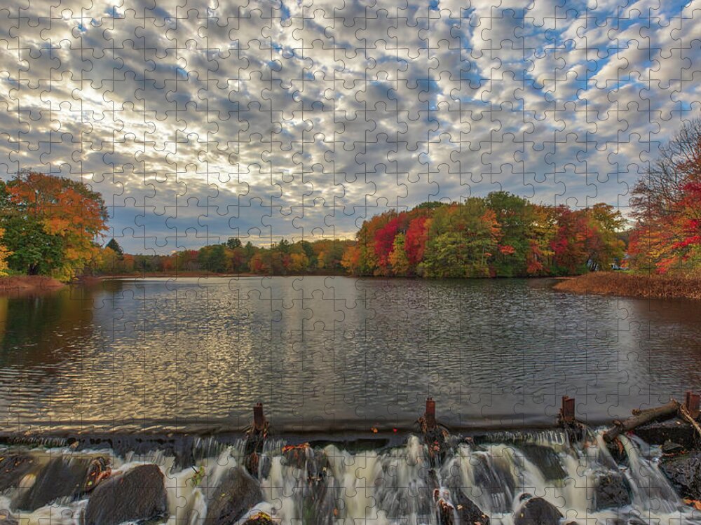 New England Fall Foliage Jigsaw Puzzle featuring the photograph Massachusetts Fall Foliage at Mill Pond by Juergen Roth