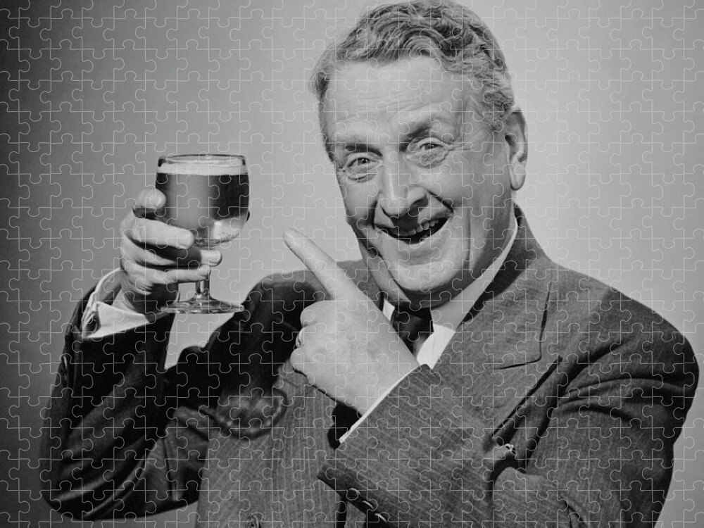 Mature Adult Jigsaw Puzzle featuring the photograph Mature Man Wglass Of Beer by George Marks