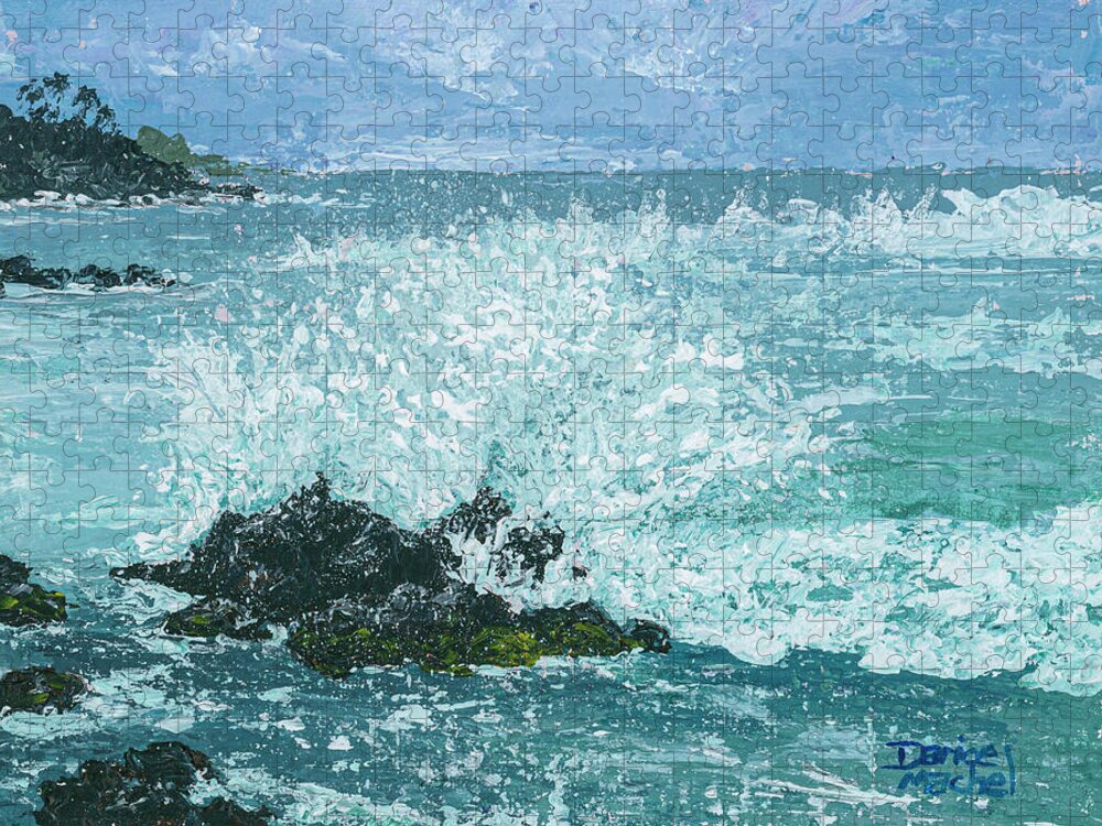 Seascape Jigsaw Puzzle featuring the painting Maui Waves by Darice Machel McGuire