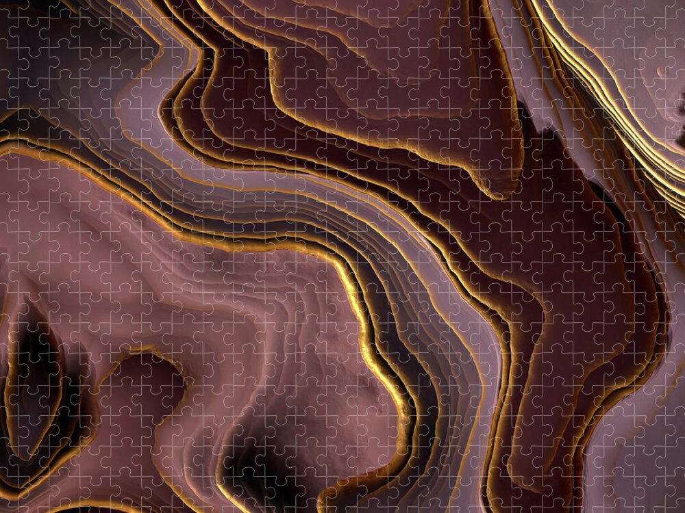 Digital Jigsaw Puzzle featuring the digital art Mauve Agate Abstract by Spacefrog Designs