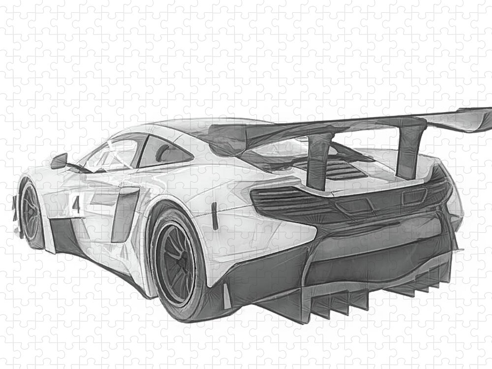 Black Jigsaw Puzzle featuring the digital art McLaren 650S Race Car by Rick Deacon