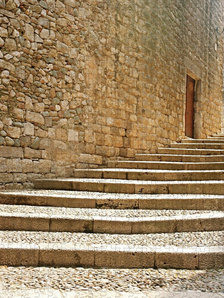 Steps Jigsaw Puzzle featuring the photograph Medieval Stone Steps With One Doorway by Tracy Packer Photography