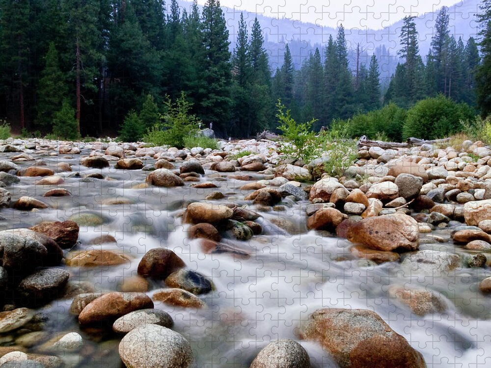 Tranquility Jigsaw Puzzle featuring the photograph Merced River At Dusk by Stephanie Sawyer