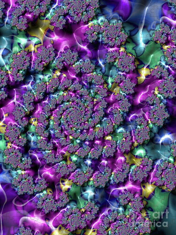 Spiral Jigsaw Puzzle featuring the digital art Metallic Jewel Swirl by Elisabeth Lucas