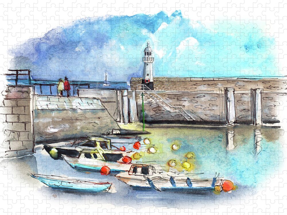 Travel Jigsaw Puzzle featuring the painting Mevagissey 01 by Miki De Goodaboom