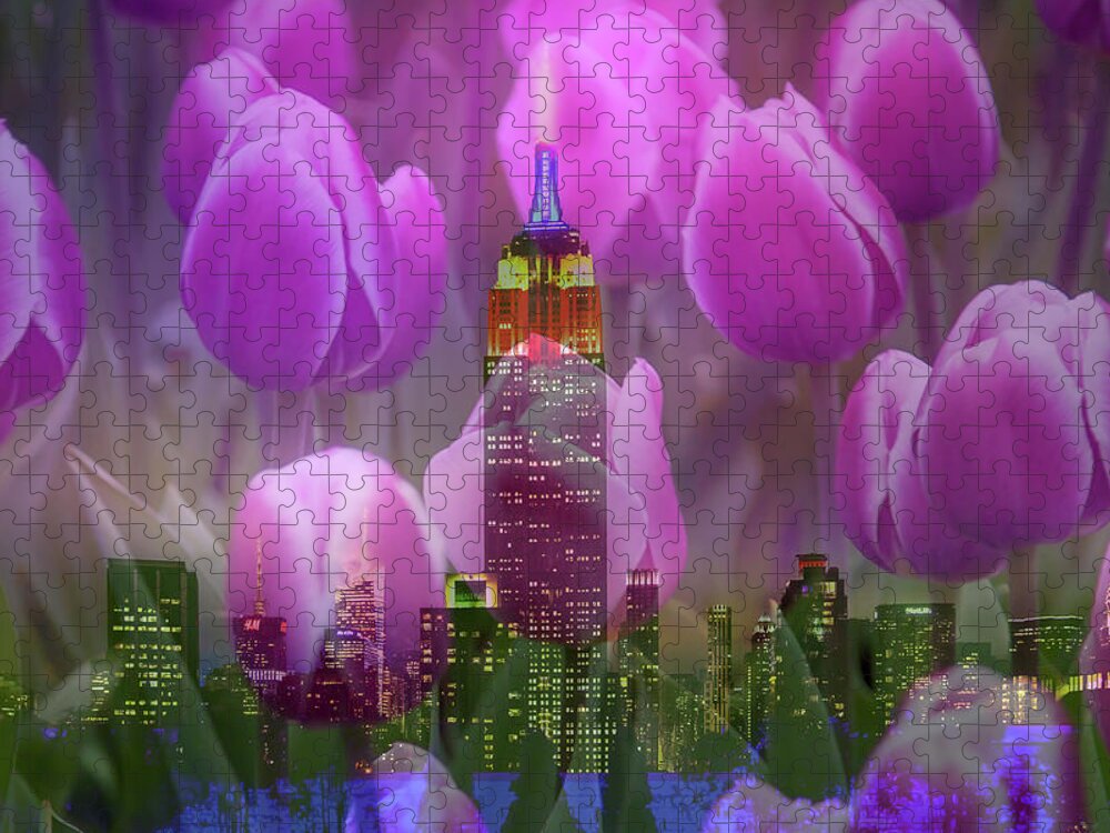 Empire State Building Jigsaw Puzzle featuring the photograph Midtown Floral by Az Jackson