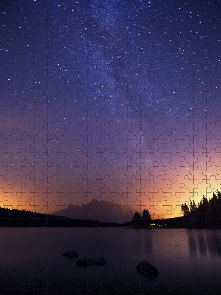 Social Issues Jigsaw Puzzle featuring the photograph Milky Way In Banff by Dan prat