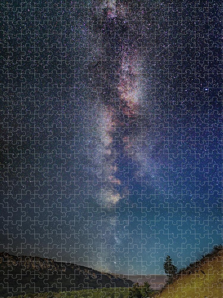 Tranquility Jigsaw Puzzle featuring the photograph Milky Way Over Hills, France by Bruno Paci