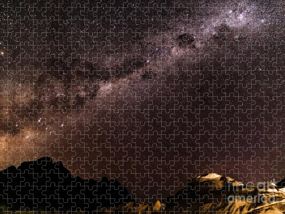 Milkyway Jigsaw Puzzle featuring the photograph Milkyway over Spitzkoppe, Namibia by Lyl Dil Creations
