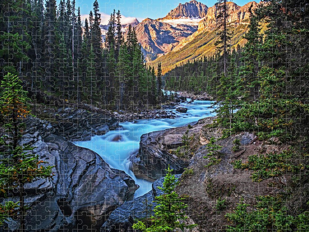 Banff Jigsaw Puzzle featuring the photograph Mistaya Canyon Banff Alberta Canada Sunrise by Toby McGuire