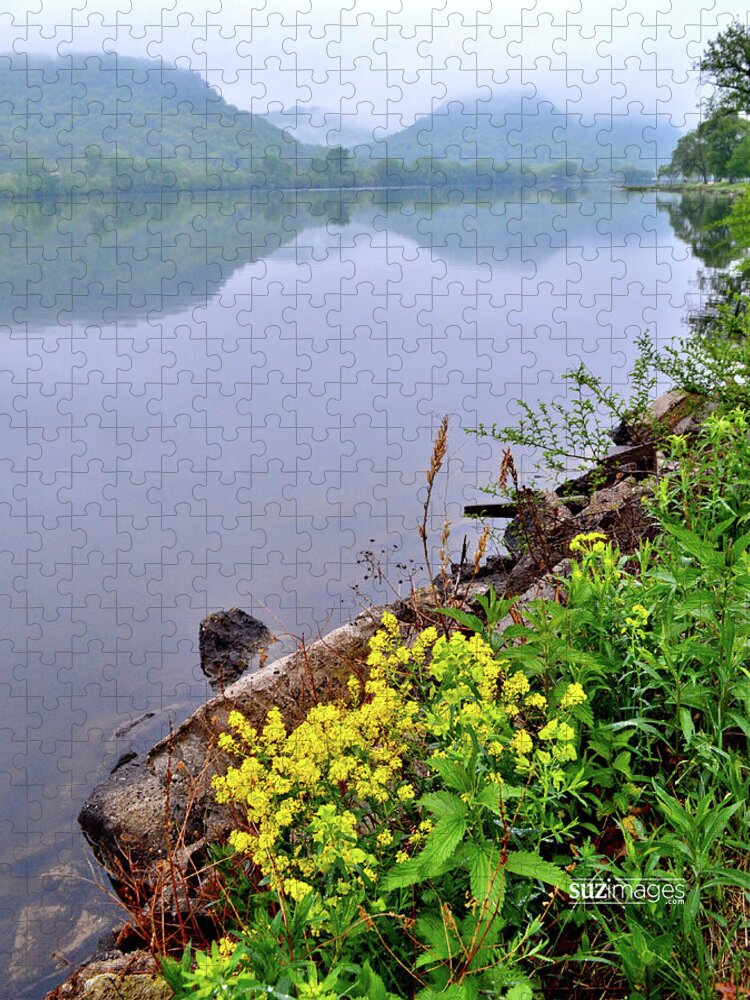 Yellow Flowers Jigsaw Puzzle featuring the photograph Misty Bluff Country by Susie Loechler