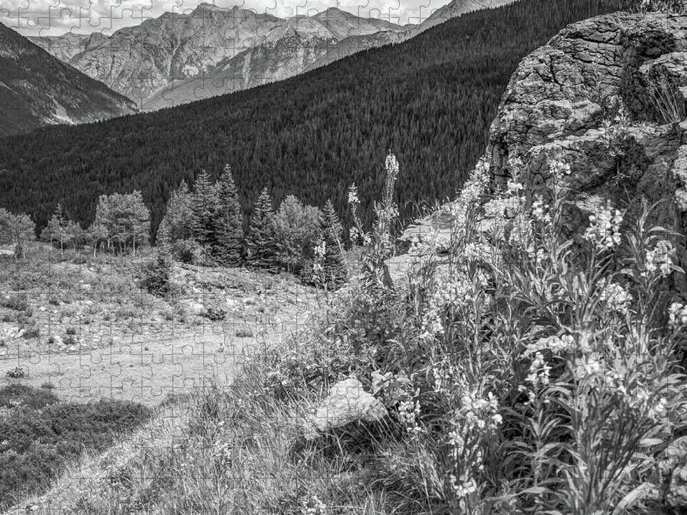 America Jigsaw Puzzle featuring the photograph Molas Pass Mountain Landscape - Colorado San Juan Mountains - Monochrome by Gregory Ballos