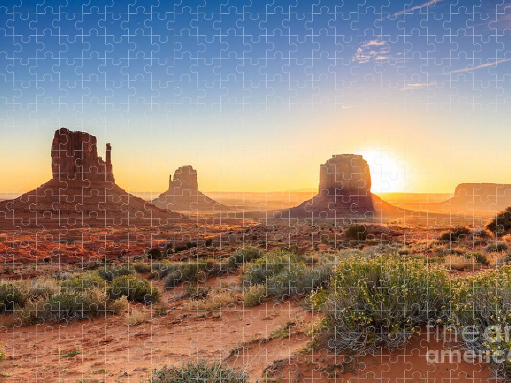 Southwest Jigsaw Puzzle featuring the photograph Monument Valley Twilight Az Usa by F11photo
