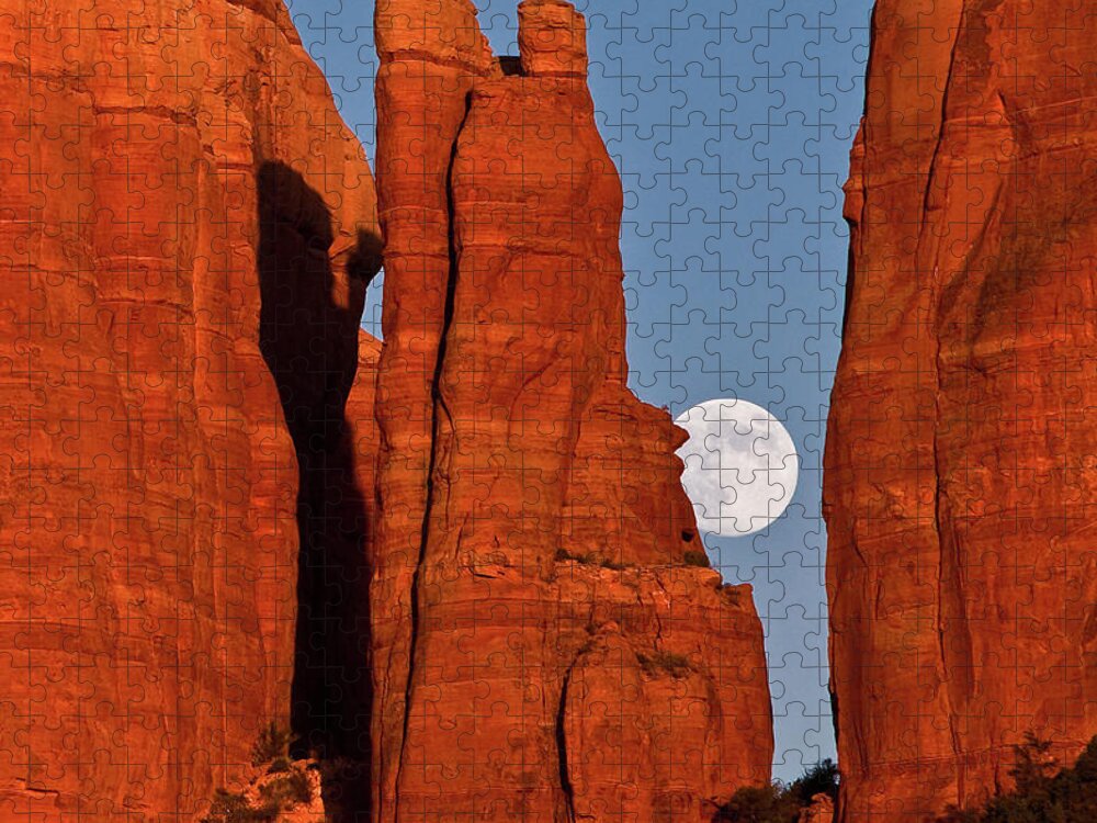Scenics Jigsaw Puzzle featuring the photograph Moon In The Cathedral by Norm Cooper