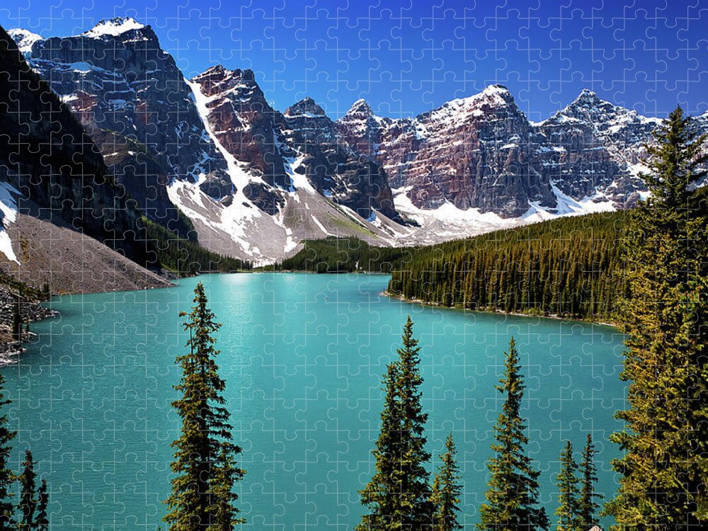 Scenics Jigsaw Puzzle featuring the photograph Moraine Lake, Banff National Park by Edwin Chang Photography