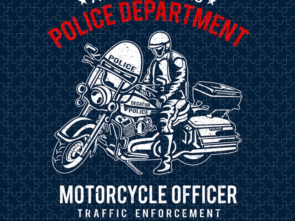 Police Jigsaw Puzzle featuring the digital art Motorcycle police by Long Shot