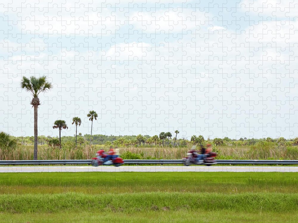 People Jigsaw Puzzle featuring the photograph Motorcycle Roadtrip by Ideeone