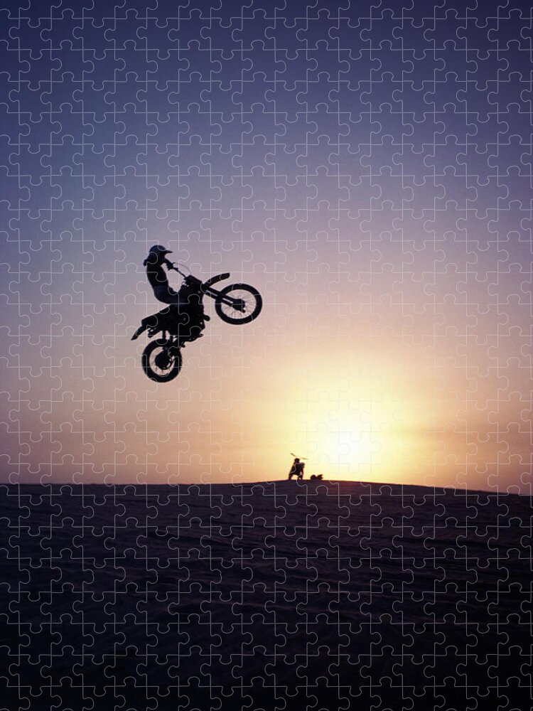 People Jigsaw Puzzle featuring the photograph Motorcyclist In Mid-air Jump by James Porto