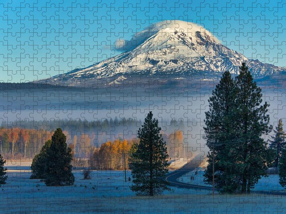 Mount Adams With Fresh Snow Jigsaw Puzzle featuring the photograph Mount Adams with fresh snow by Lynn Hopwood
