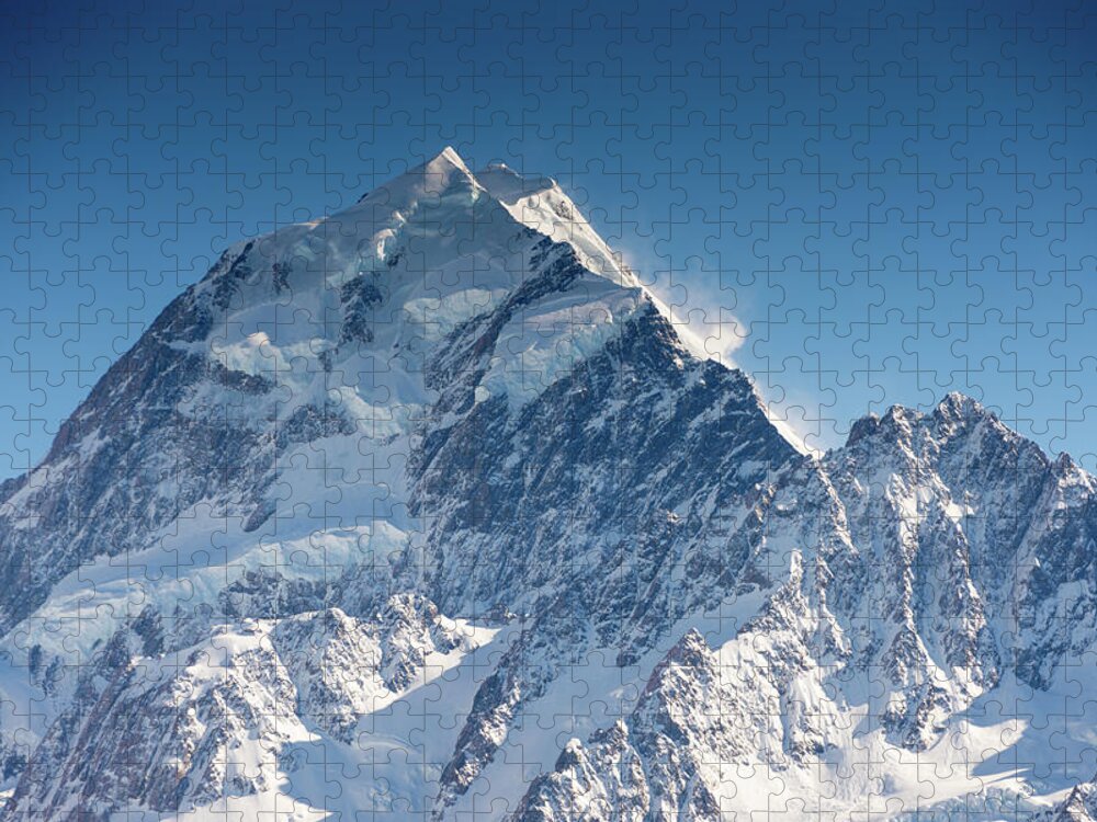 Mount Cook Jigsaw Puzzle featuring the photograph Mount Cook Aoraki summit ridge by Mark Hunter