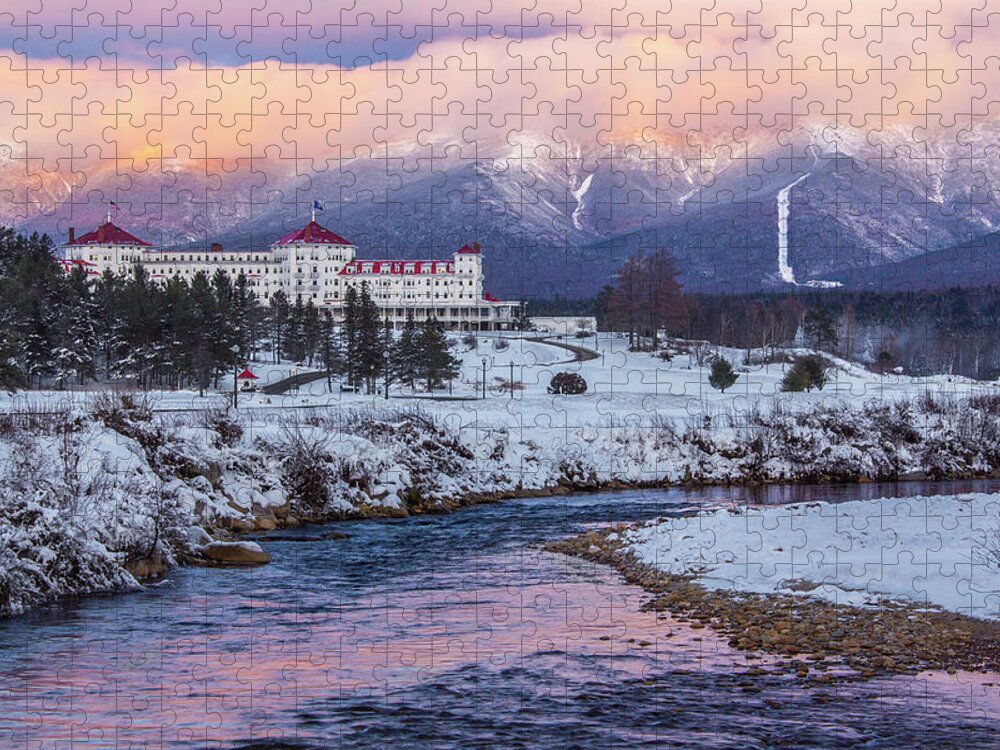 Alpenglow Jigsaw Puzzle featuring the photograph Mount Washington Hotel Alpenglow by Chris Whiton
