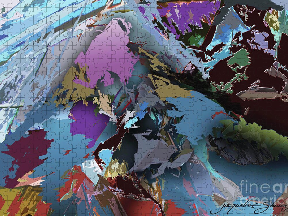 Abstract Jigsaw Puzzle featuring the digital art Mountain Majesty by Jacqueline Shuler