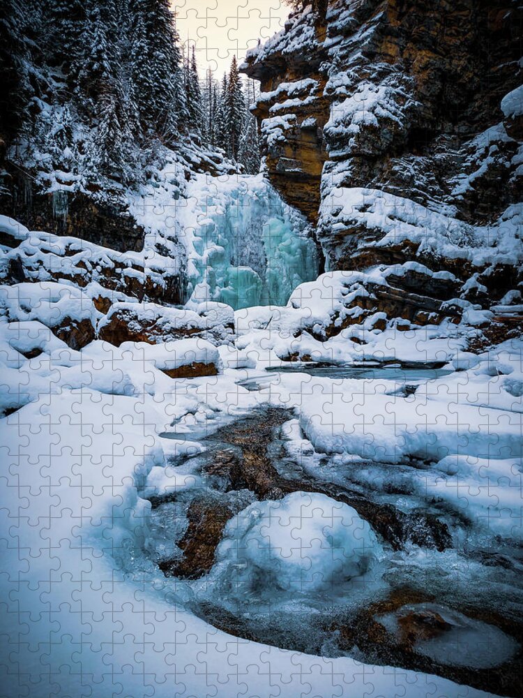 Canada Jigsaw Puzzle featuring the photograph Moyie Falls In Winter by Thomas Nay