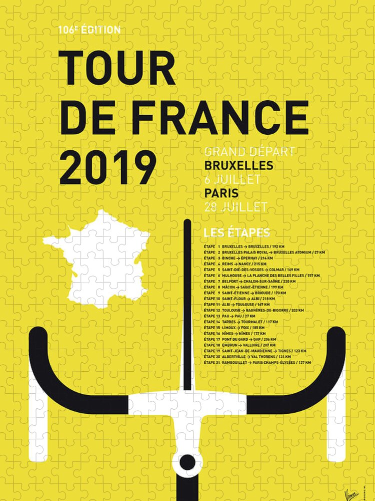 2019 Jigsaw Puzzle featuring the digital art My Tour De France Minimal Poster 2019 by Chungkong Art