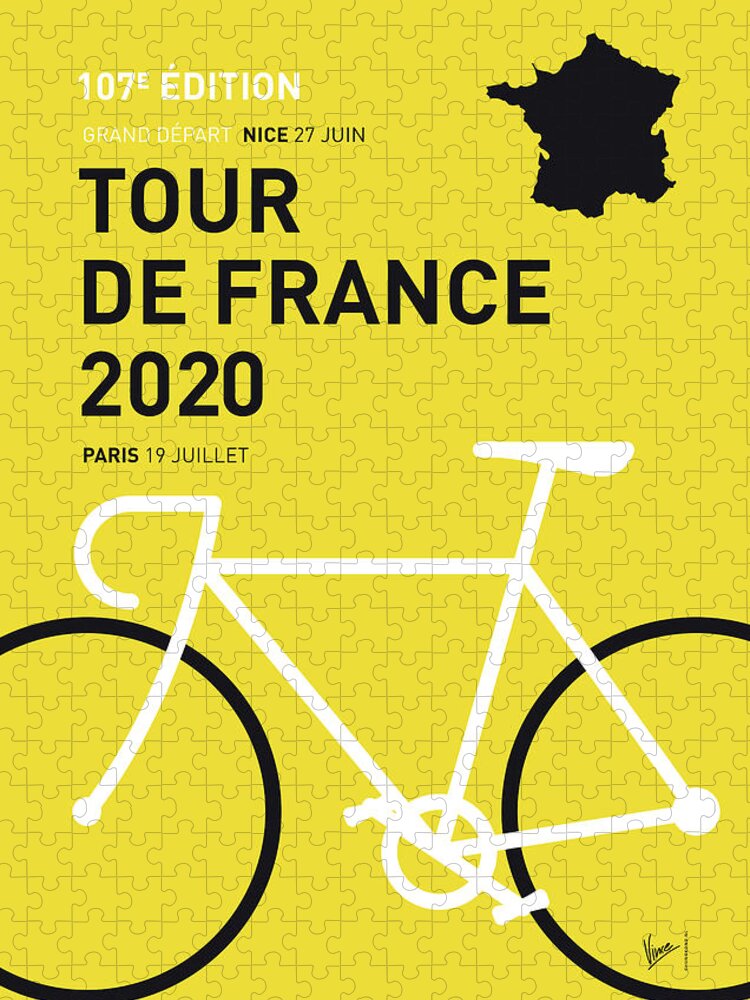 2020 Puzzle featuring the digital art My Tour De France Minimal Poster 2020 by Chungkong Art
