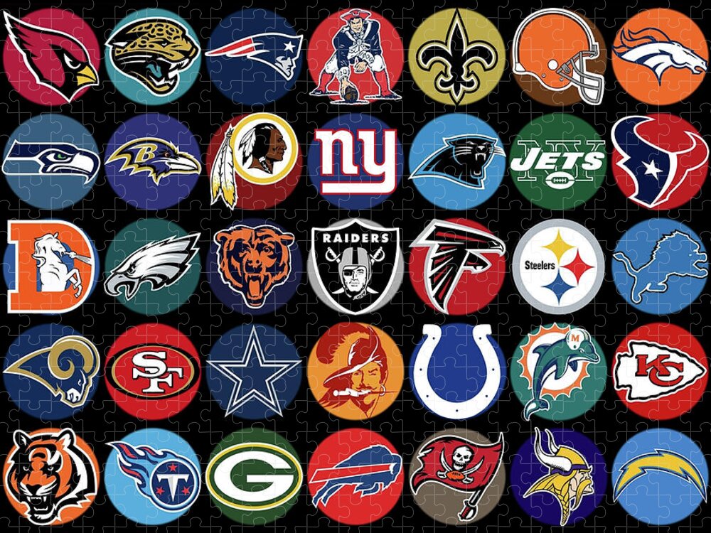 Nfl Jigsaw Puzzle featuring the mixed media National Football League Spotlight Logo Teams by Movie Poster Prints