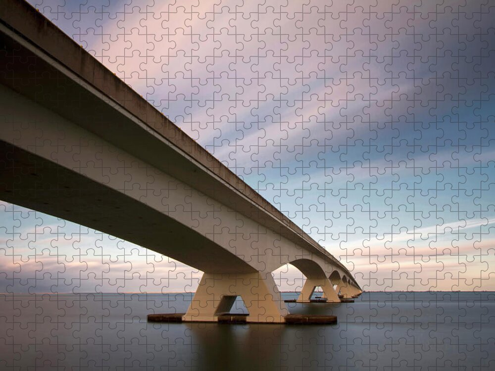 Long Jigsaw Puzzle featuring the photograph Netherlands, Zeeland, Zeelandbrug by Kees Smans