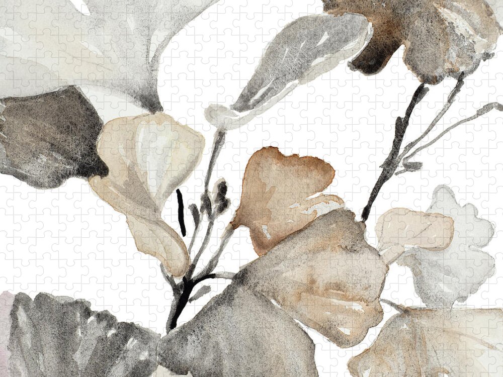 Neutral Jigsaw Puzzle featuring the painting Neutral Ginko Stems II by Lanie Loreth