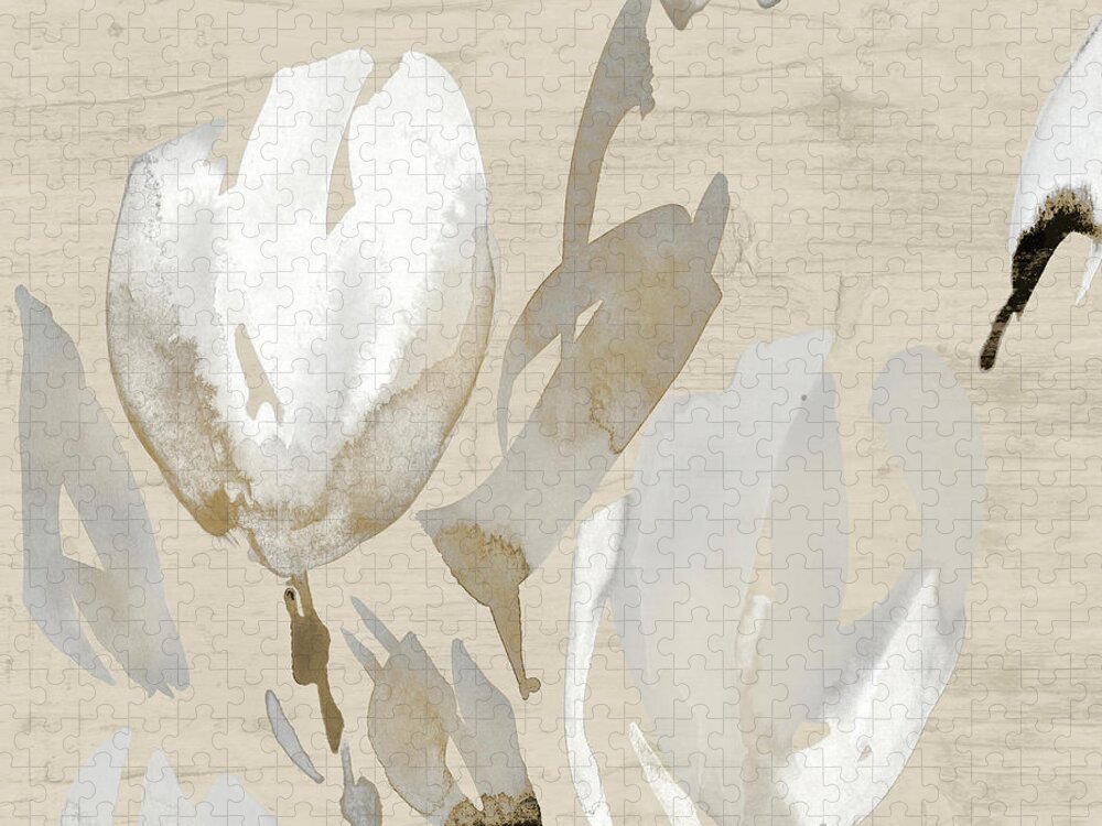 Neutral Jigsaw Puzzle featuring the painting Neutral Tulips I by Lanie Loreth