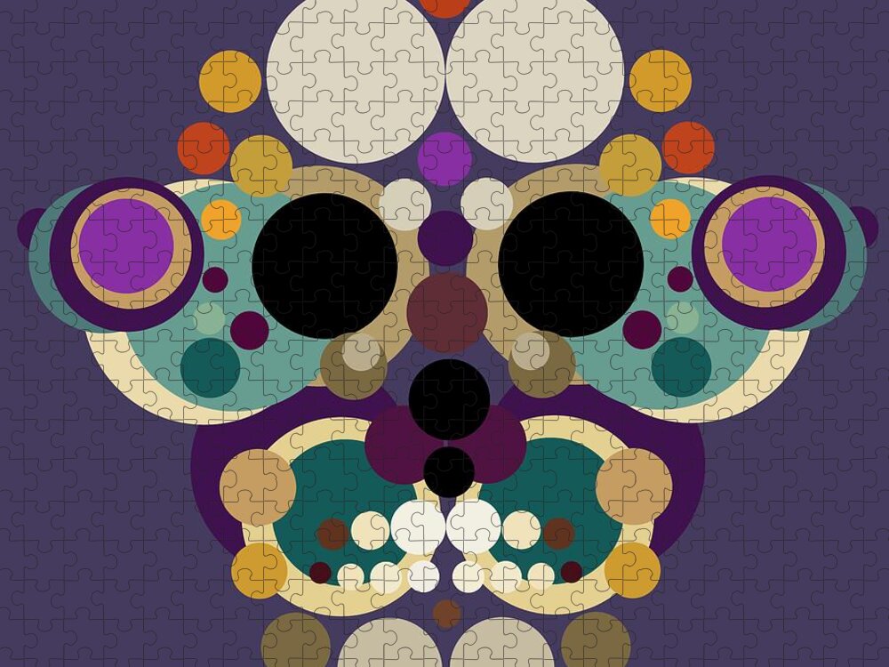 Surreal Jigsaw Puzzle featuring the mixed media New Beginnings - Butterfly Skull by BFA Prints